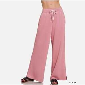 Zenana Scuba Drawstring Pants Light Rose Size LARGE NEW